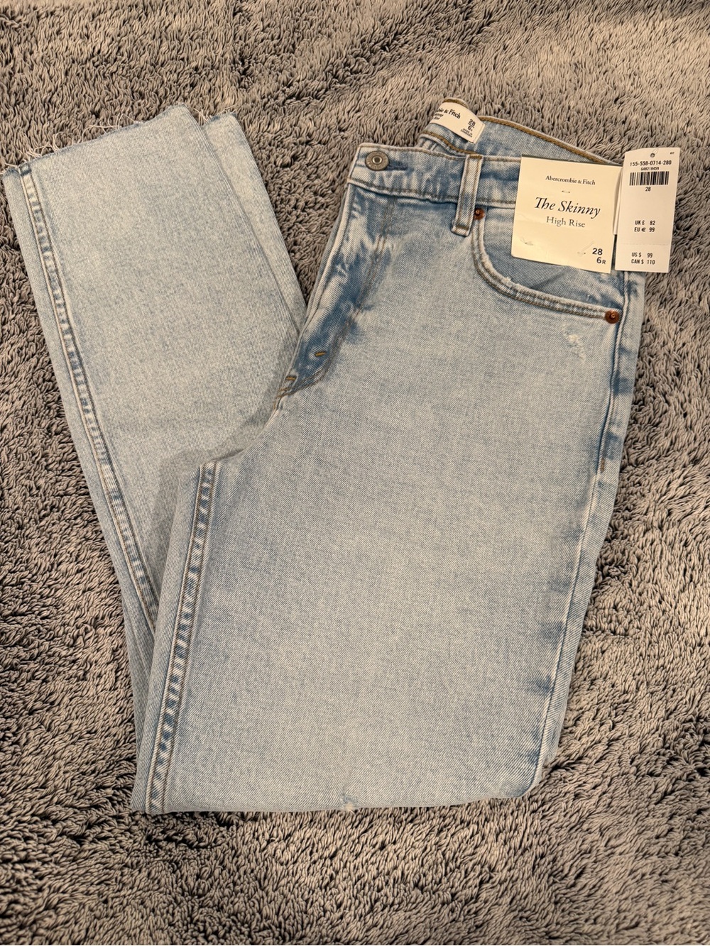 Abercrombie & Fitch Skinny High Rise Jeans - Light Blue Wash